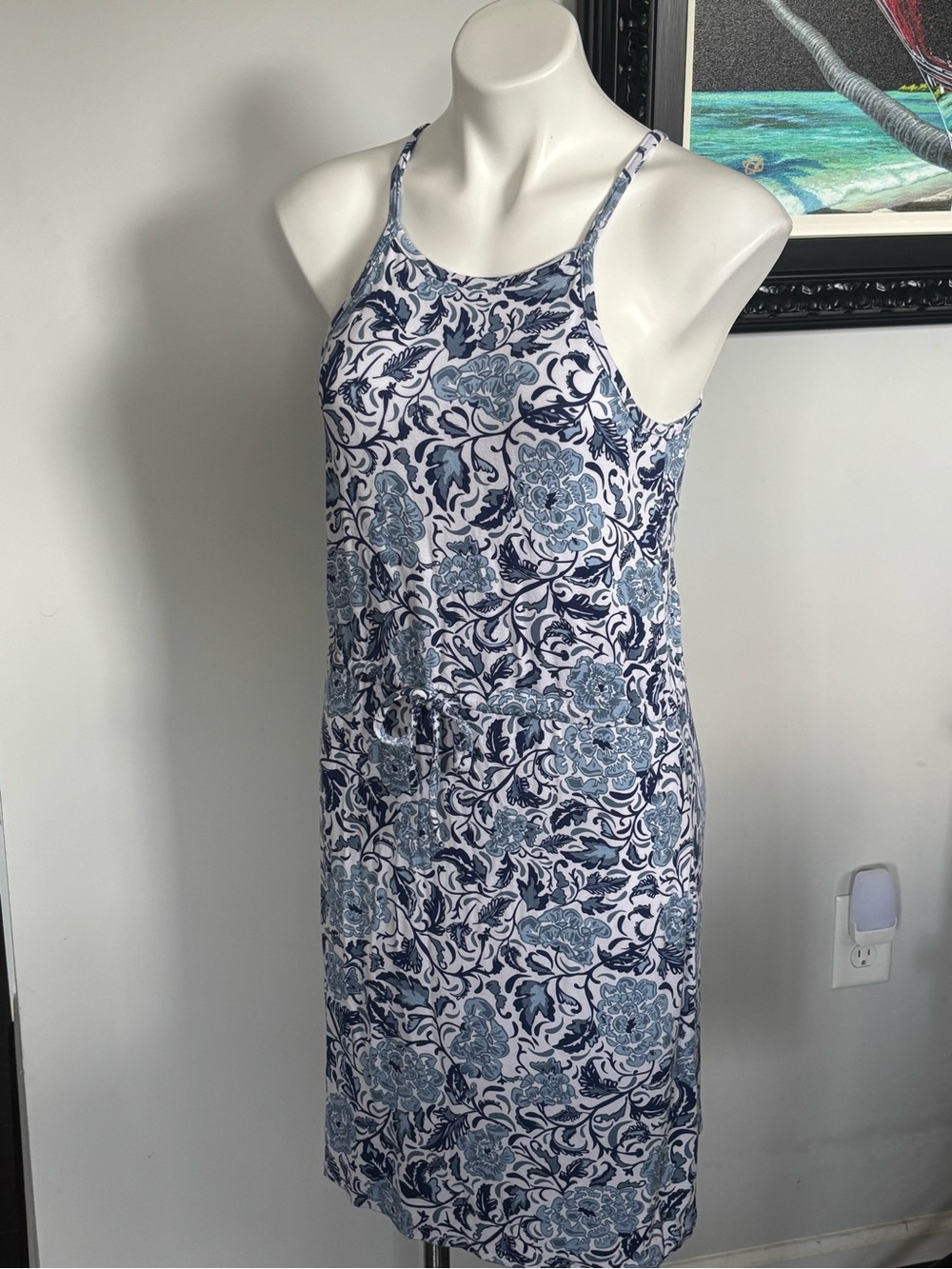 Serra Blue and White Floral Mini Dress